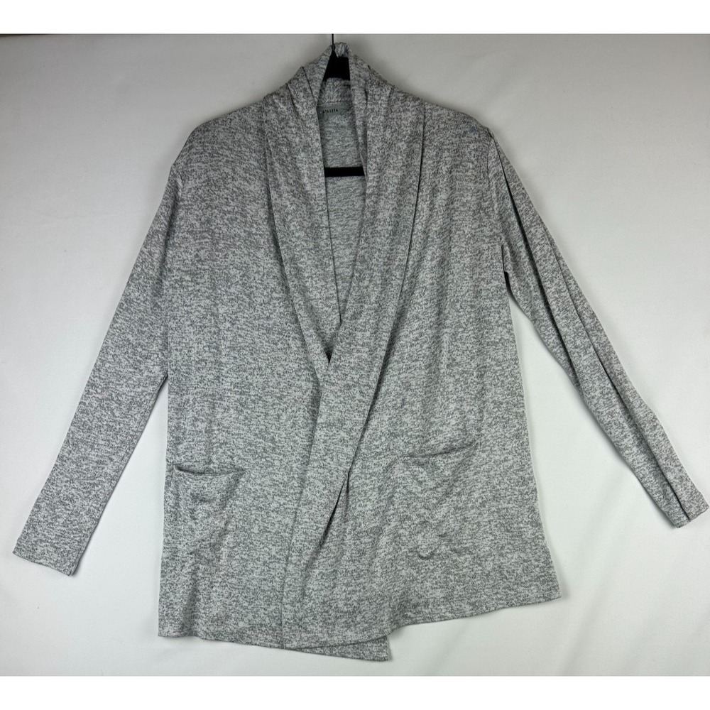 Athleta Wrap Cardigan Sweater Womens Heather Gray Yoga Open Front Pockets Sz: S